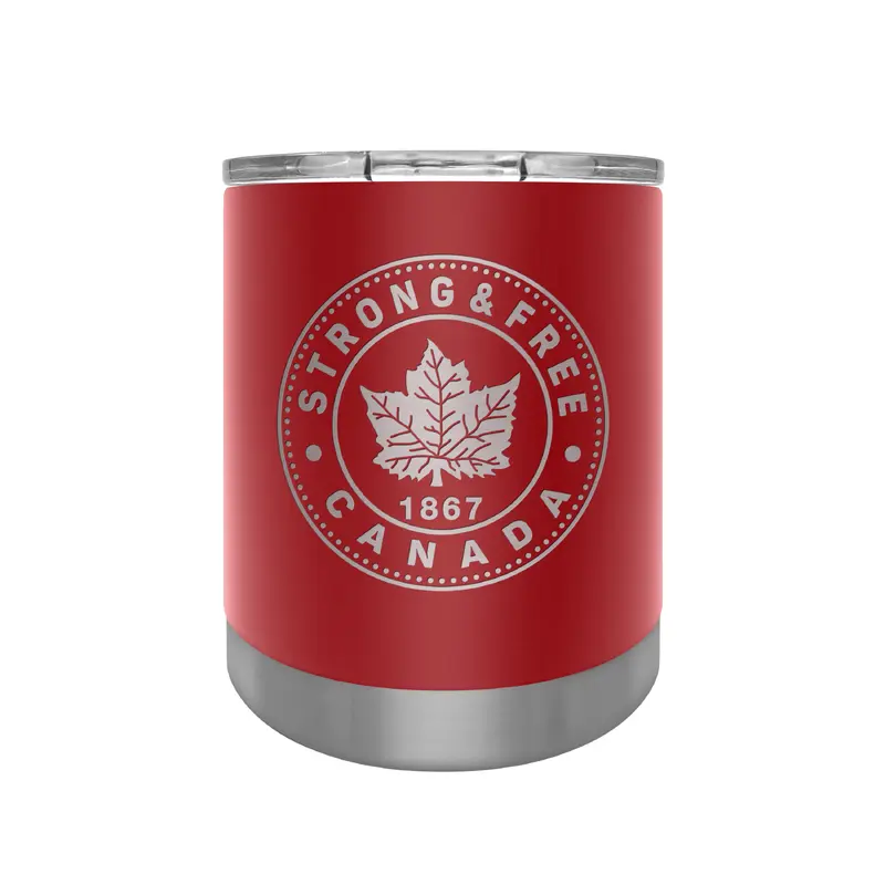 Strong and Free Canada 12 oz Red Stainless Steel Executive Lowball Tumbler