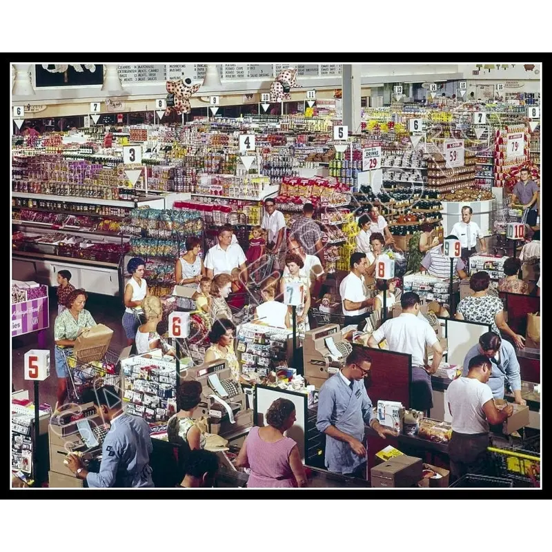 1964 Supermarket Grocery Store 8X10 Photo - 2375