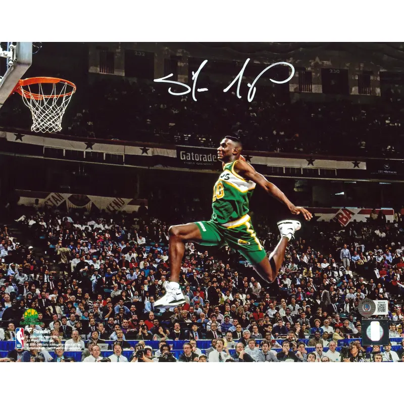 Sonics Shawn Kemp Authentic Signed 11x14 Horizontal Dunk Photo BAS Witnessed