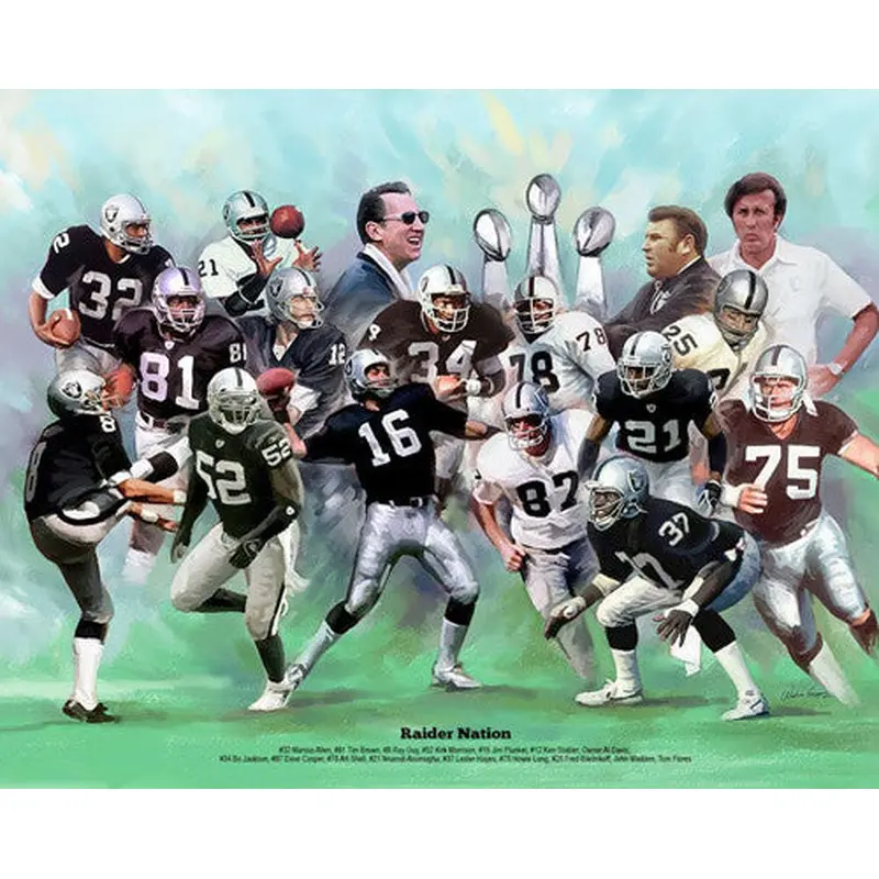 Oakland Raiders "Raider Nation" (17 Legends) Art Print Poster by Wishum Gregory
