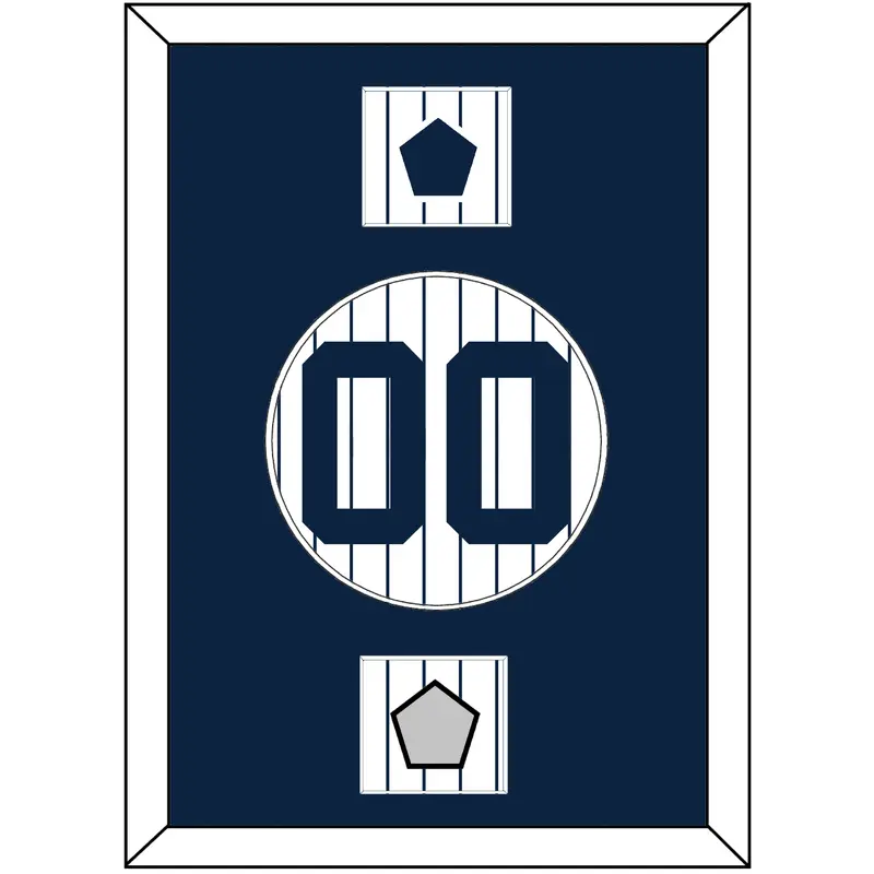 New York Number, NY Logo Patch & World Series Jersey Patch - Pinstripes - Single Mat 1