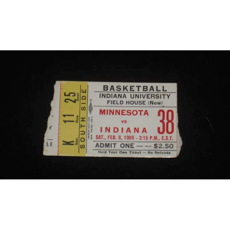 1969 MINNESOTA VS INDIANA BASKETBALL TICKET STUB