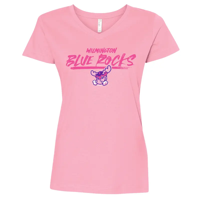 Ladies Pink V-Neck Brush Tee