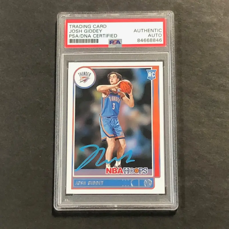 2021-22 NBA Hoops #202 Josh Giddey Signed Card AUTO PSA Slabbed RC Thunder