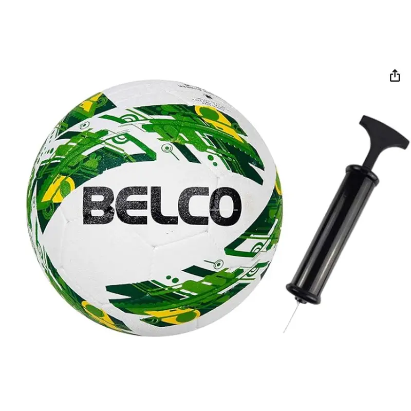 Belco Sports Cyclone Rubber Moulded Football Size 5 (Green & Red With Pump) | Kibi Sports