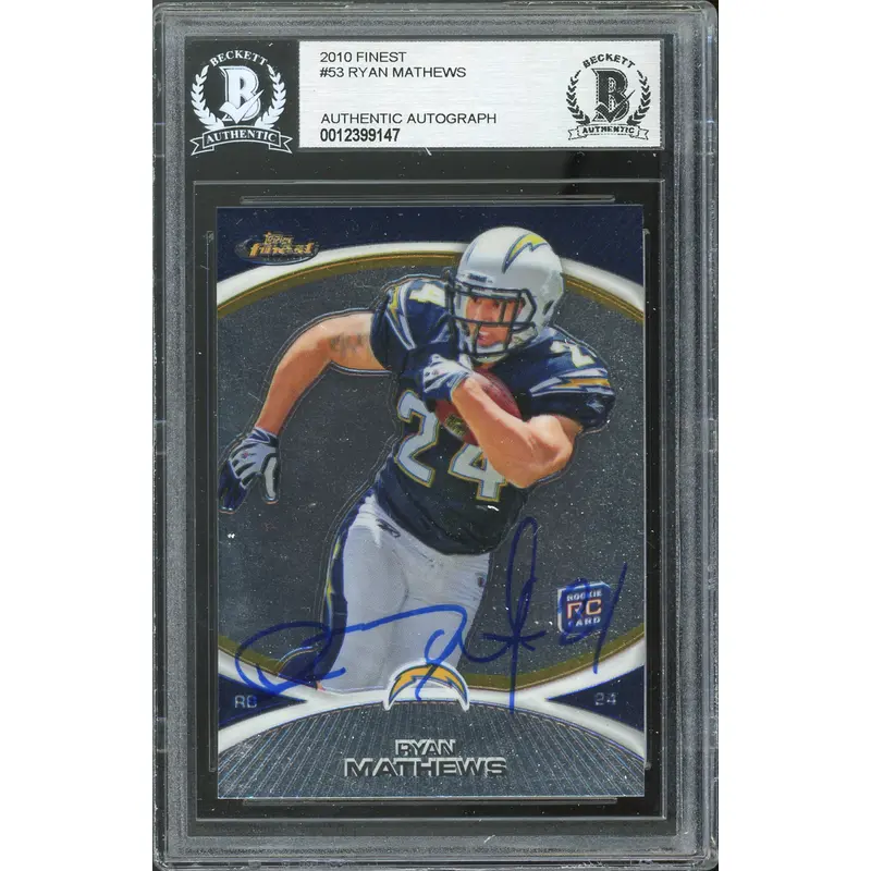 Chargers Ryan Mathews Authentic Signed 2010 Finest #53 Card BAS Slabbed