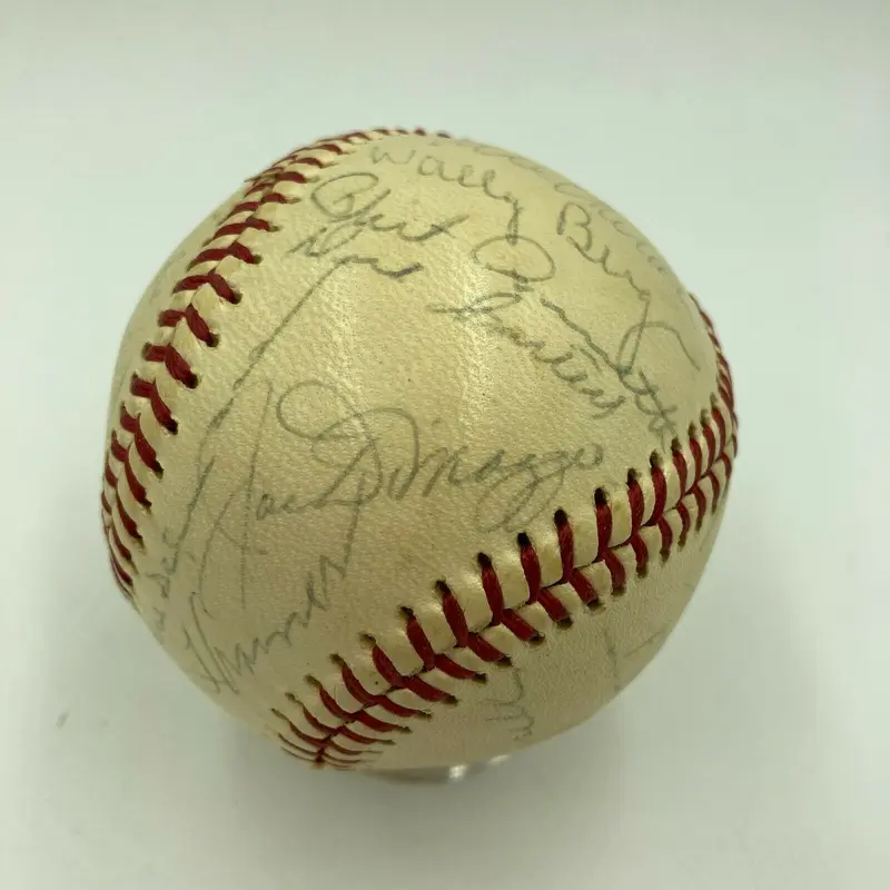 1973 Hall Of Fame Induction Signed Baseball Joe Dimaggio Lefty Grove JSA COA