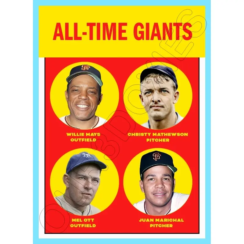 Mays Mathewson All Time Giants 1963 Topps Custom Card - 4352
