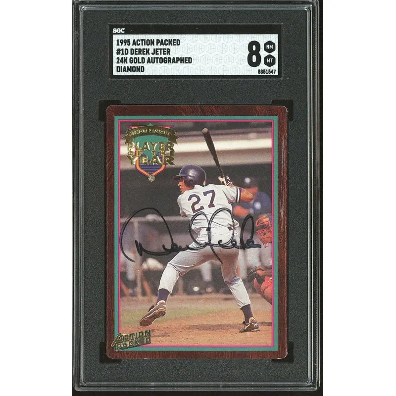 1995 Action Packed 24K Gold #1D Derek Jeter Signed RC Auto SGC NM/MT 8