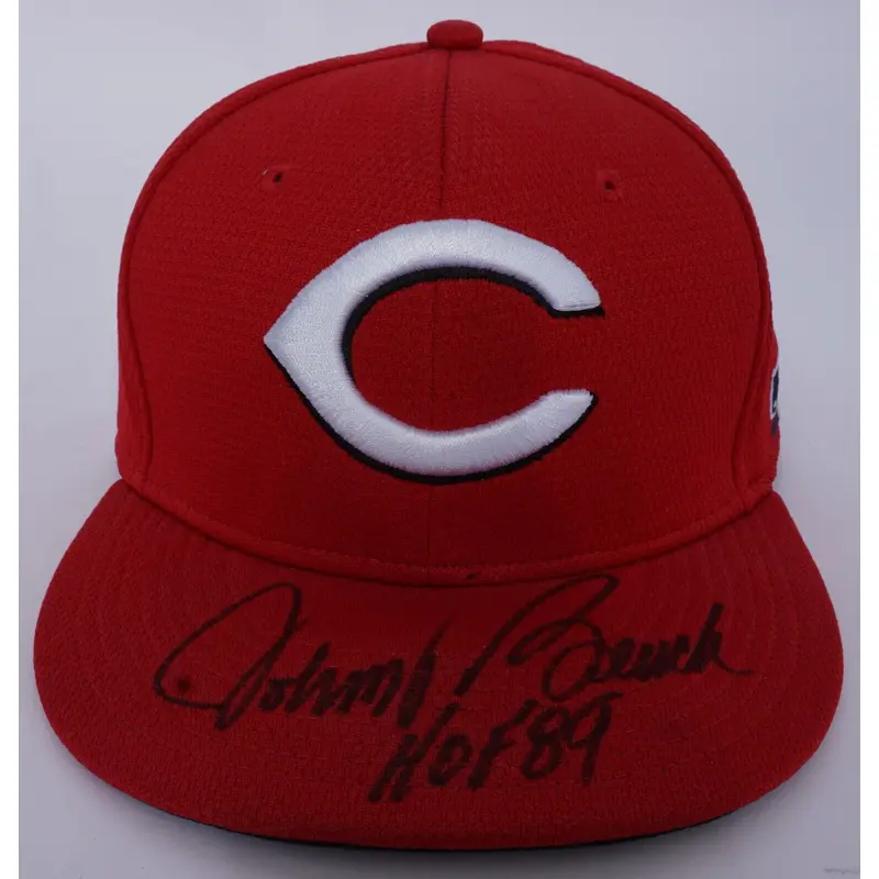 Johnny Bench Hall Of Fame 1989 Signed Cincinnati Reds Baseball Hat Beckett