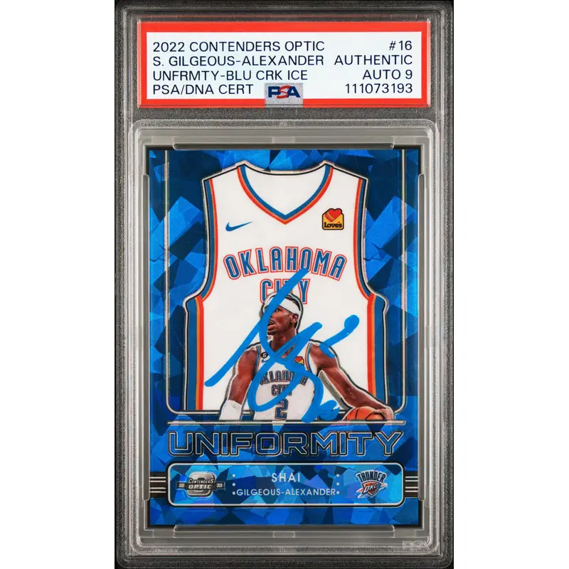 Shai Gilgeous-Alexander Signed 2022 Panini Contenders #16 Card Auto 9 PSA Slab