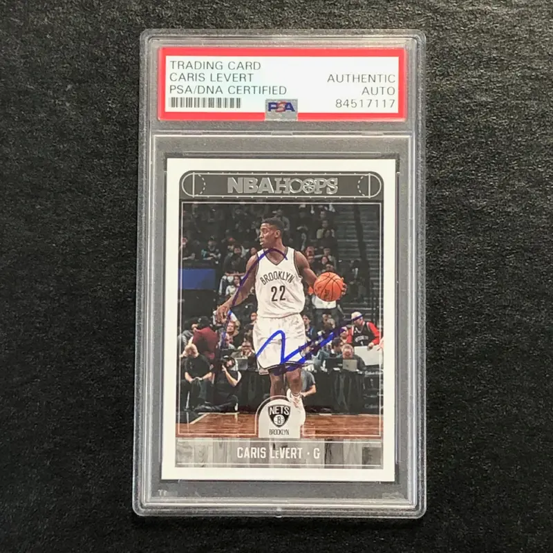 2017-18 NBA Hoops #135 Caris LeVert Signed Card AUTO PSA Slabbed Nets