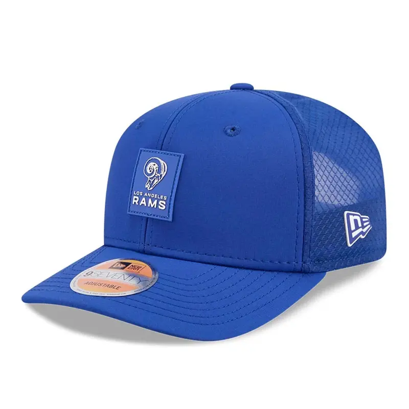 LA Rams NFL Sideline 2025 Blue 9SEVENTY Trucker Stretch Snap Adjustable Cap