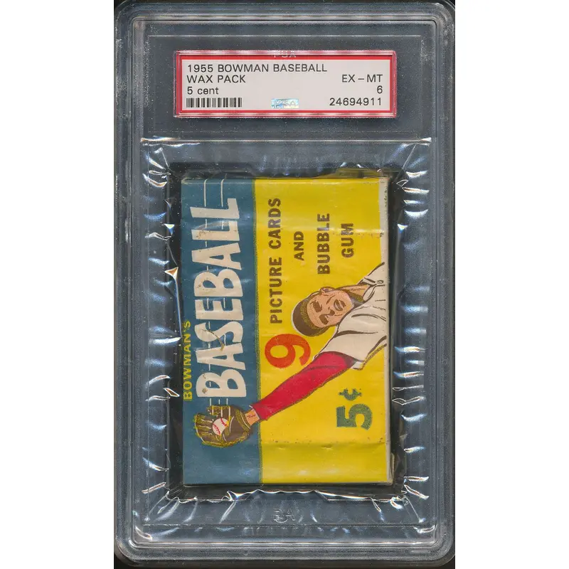 1955 Bowman Baseball Unopened 5 Cent Wax Pack PSA 6