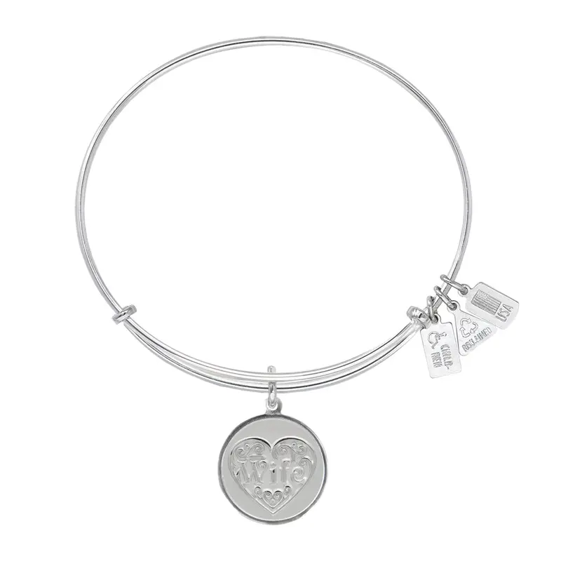 Wife Filigree Heart Charm Bangle