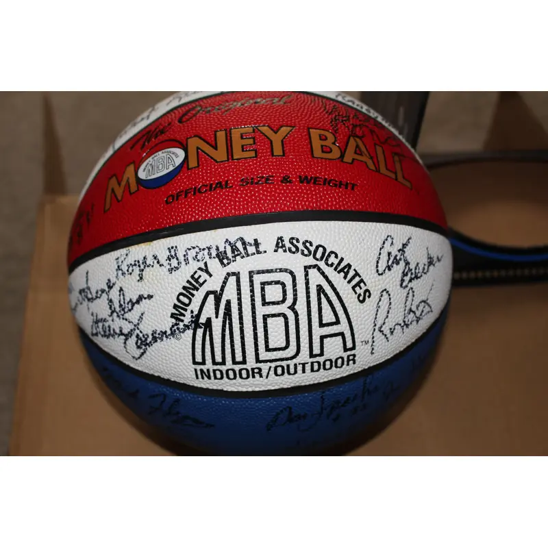 Autographed ABA Money Ball from 50th Reunion, 51 signatures