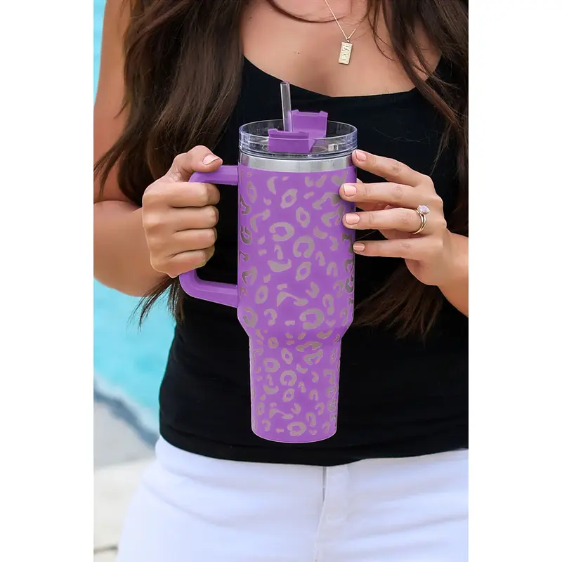 Purple Leopard Spotted 304 Stainless Double Insulated Cup 40oz