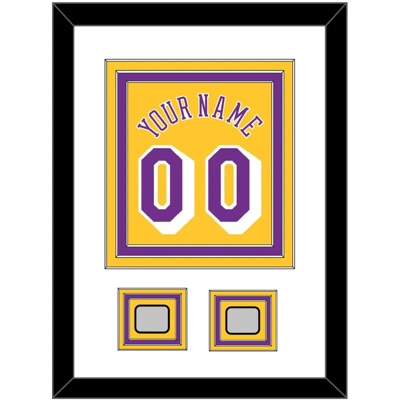 Los Angeles Name & Number With 2 Trophy Patches - Home Yellow (1978-1997) - Triple Mat 1