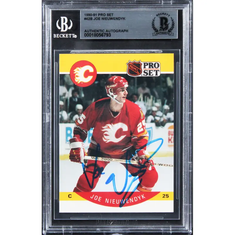 Flames Joe Nieuwendyk Authentic Signed 1990 Pro Set #42B Card BAS Slabbed