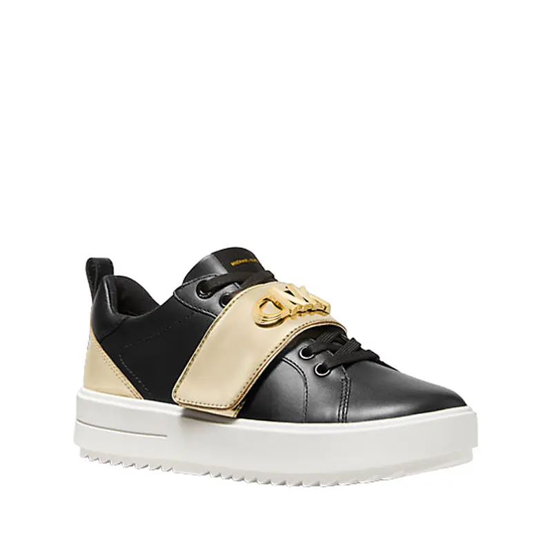 MICHAEL KORS BLACK/GOLD WOMENS TENNIS SHOE SIZES 6-8.5  ,43F2EMFS5L BLK
