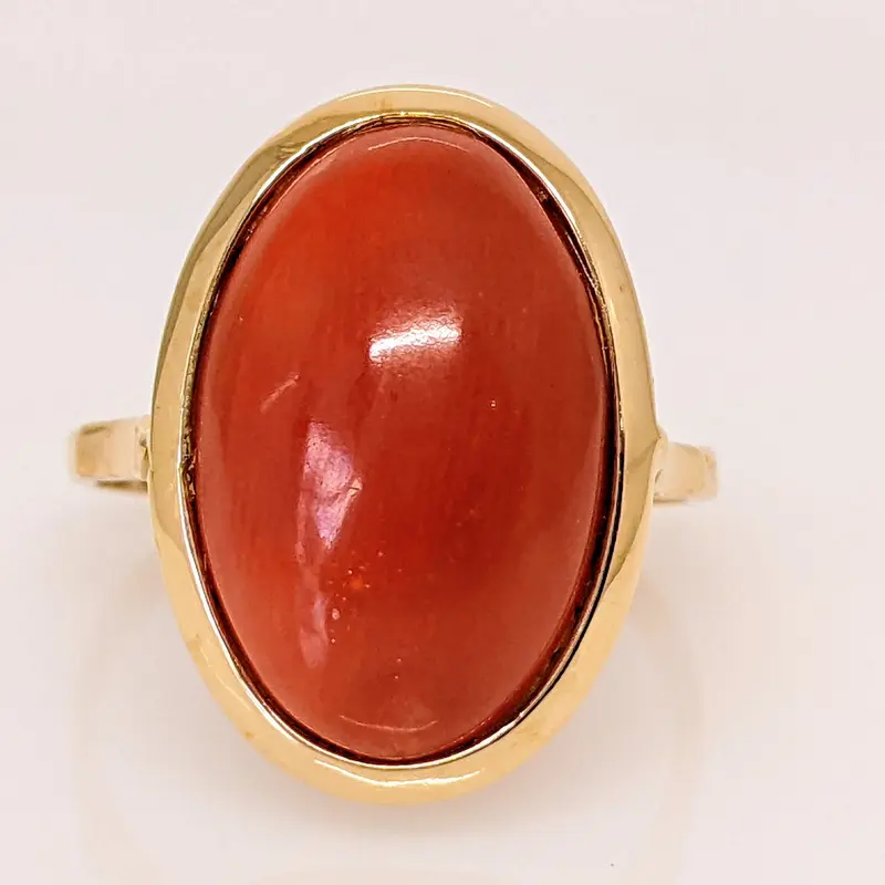 14K JASPER OVAL 12X17 ESTATE RING 4.6 GRAMS