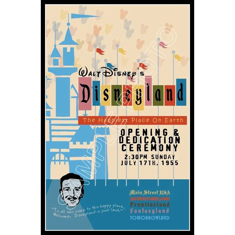 1955 Disneyland Opening Day Poster 11X17 - 32