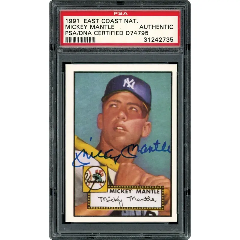 1952 Topps Mickey Mantle Signed Autographed 1991 RC Baseball Card PSA DNA