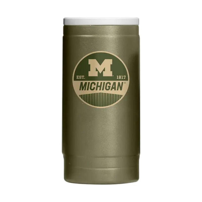 Michigan  Badge Powder Coat Slim Can Coolie