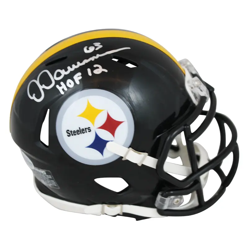Steelers Dermontti Dawson "HOF 12" Authentic Signed Speed Mini Helmet BAS Wit