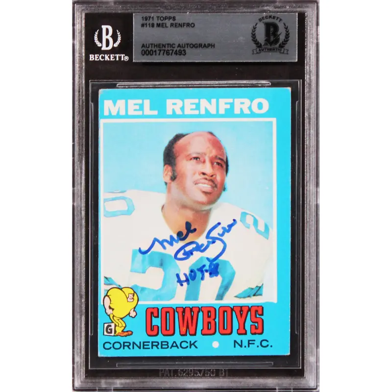 Cowboys Mel Renfro Authentic Signed 1971 Topps #118 Card BAS Slabbed