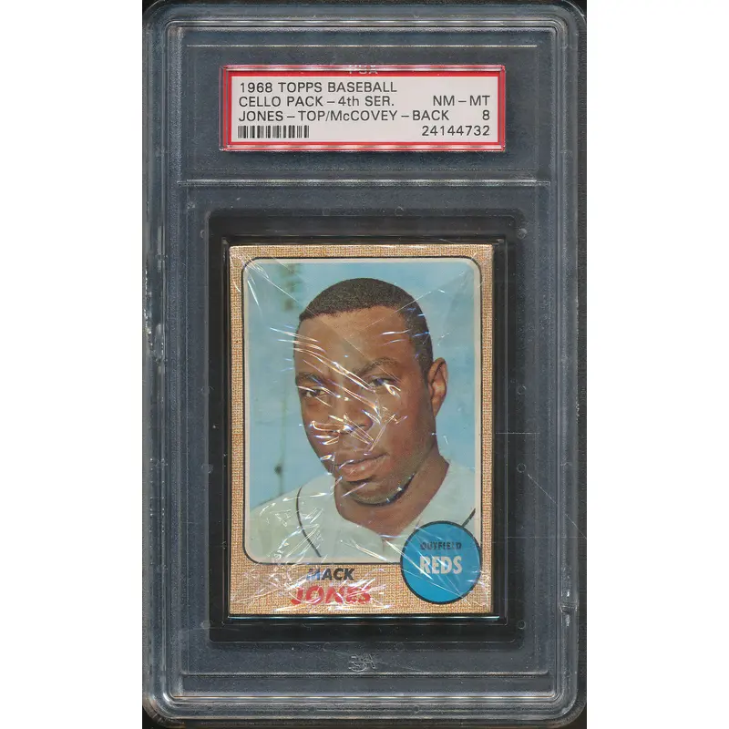 1968 Topps Baseball Unopened 4th Series Cello Pack PSA 7 McCovey Back