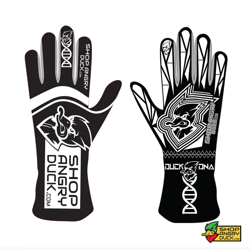 Black and White  ShopAngryDuck.Com DNA Racing Gloves    SFI 3.3-5 Certified