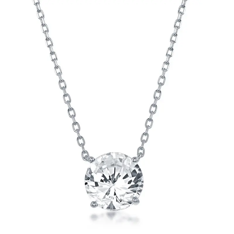Sterling Silver 8MM Crystal "April" Swarovski Element Necklace
