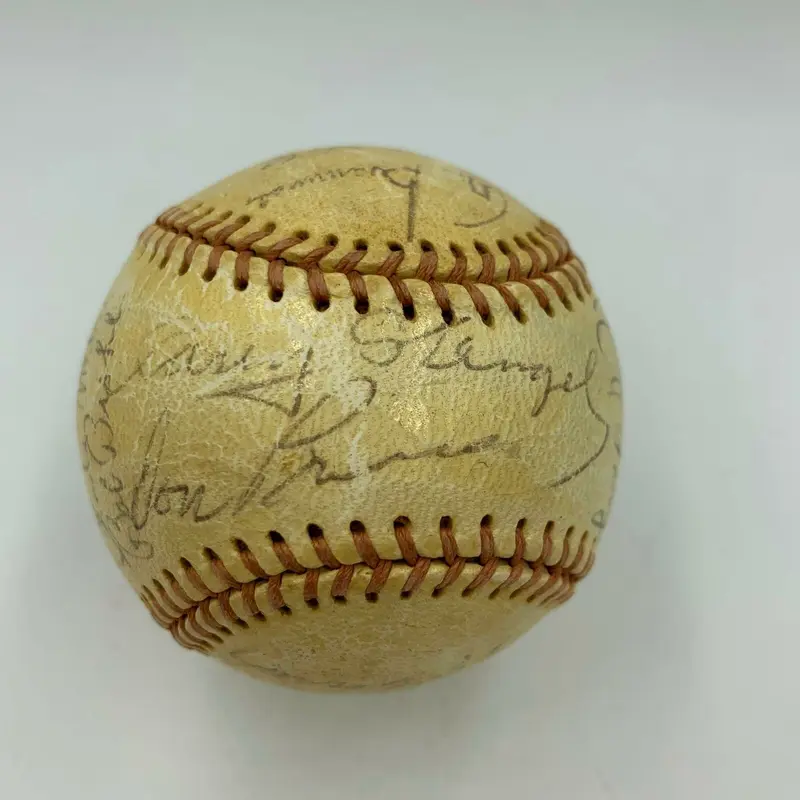 1964 Chicago Cubs VS. Mets Signed Baseball Ernie Banks Casey Stengel JSA COA