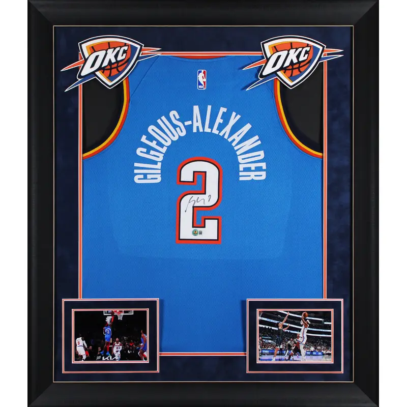 Thunder Shai Gilgeous-Alexander Signed Blue Nike Icon Edition Framed Jersey BAS