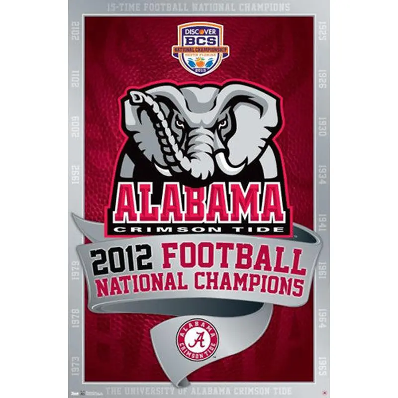 Alabama Crimson Tide 2012 NCAA Football National Champs Commemorative Poster