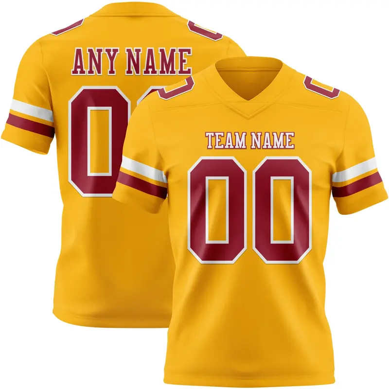 Custom Gold Cardinal-White Mesh Authentic Football Jersey