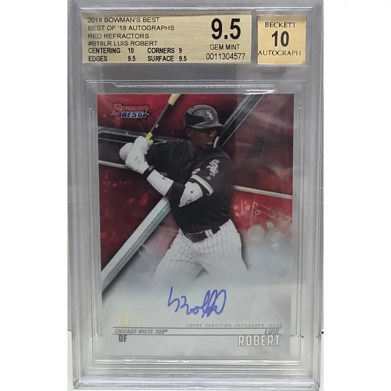 Luis Robert 2018 Bowmans Best Red Refractor Auto #8/10 BGS 9.5 Gem Mint Auto 10