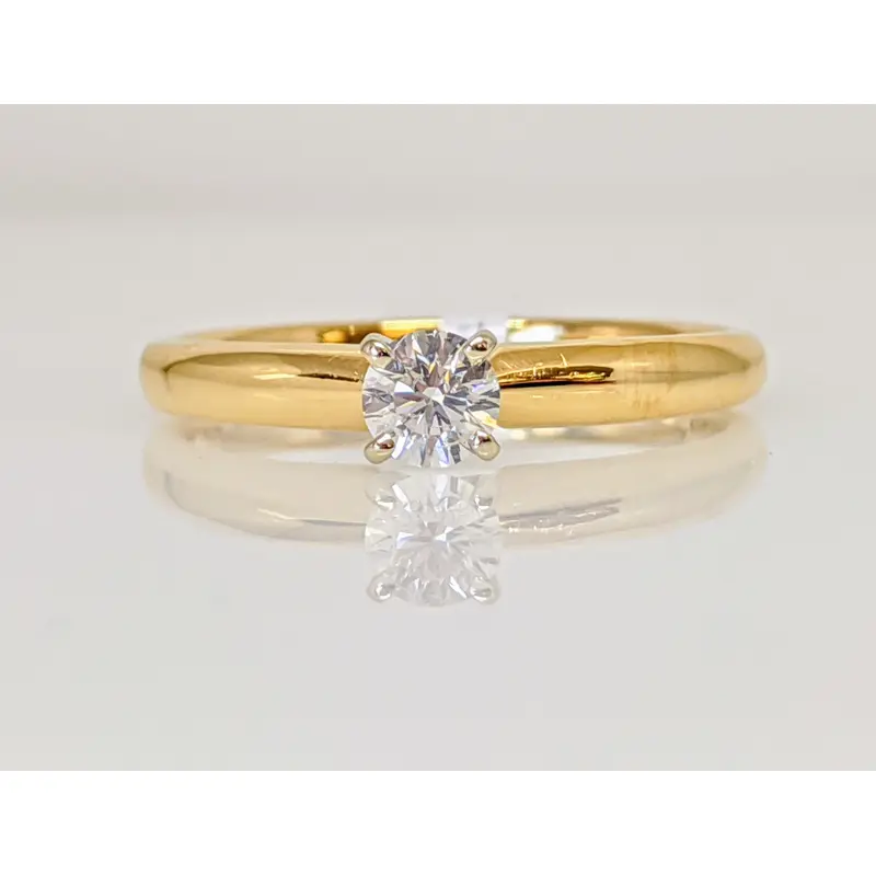 14K .25 CARAT TOTAL I1 E DIAMOND ROUND 4-PRONG SOLITAIRE ESTATE RING 2.4 GRAMS