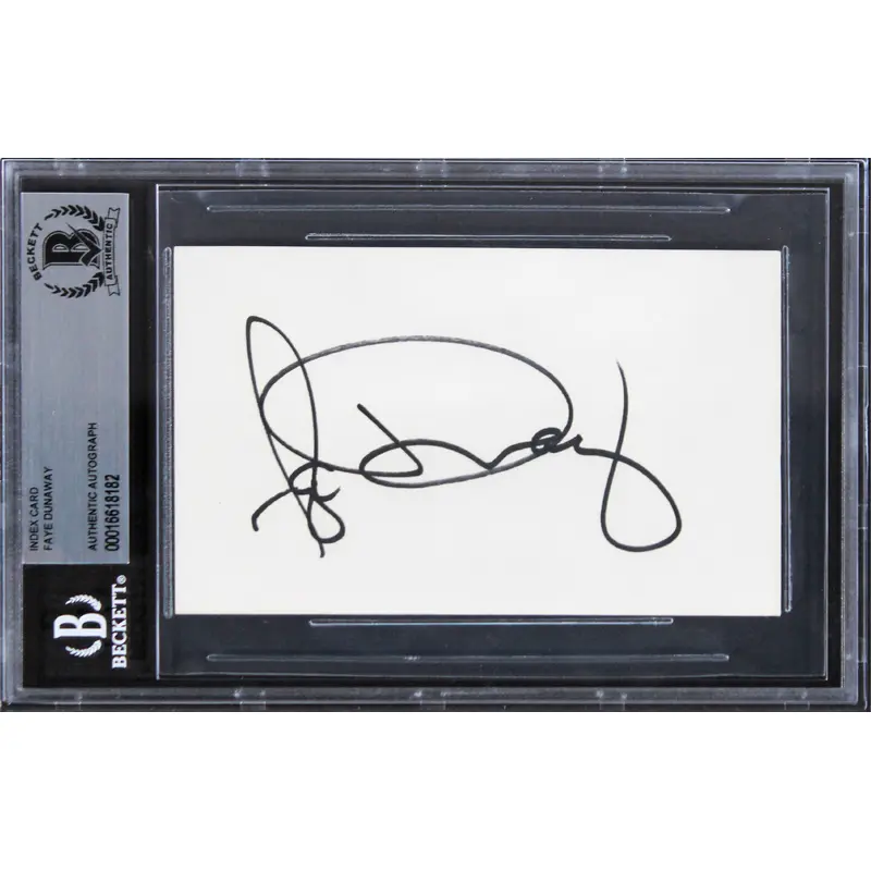 Faye Dunaway Bonnie & Clyde Authentic Signed 3x5 Index Card BAS Slabbed