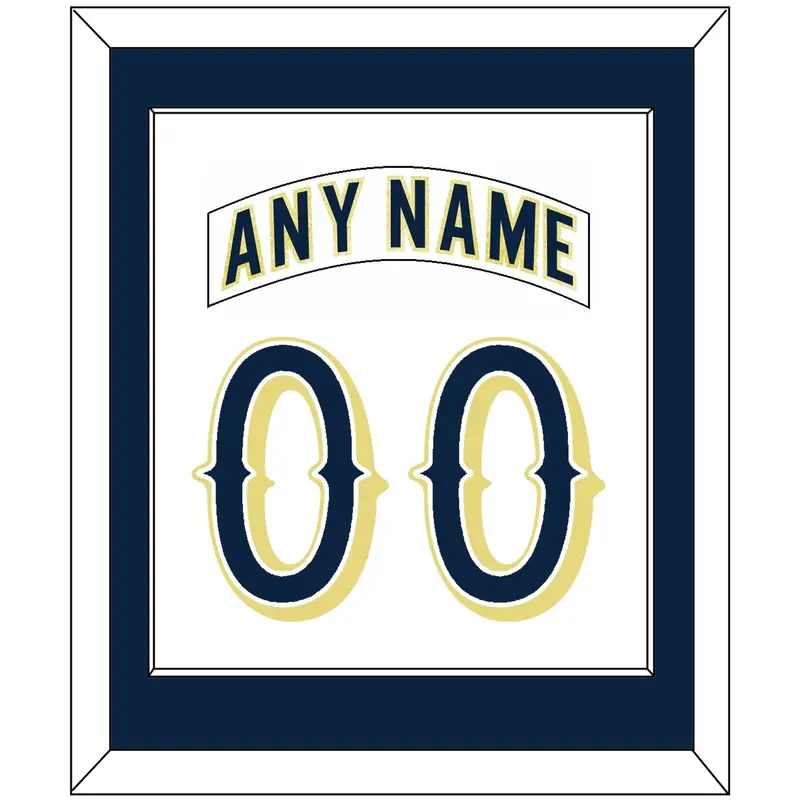 Notre Dame Hockey Nameplate & Number (Back) Combined - Home White - Single Mat 1