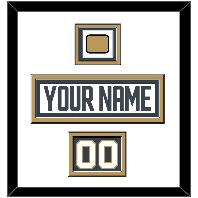 Vegas Nameplate, Number (Shoulder) & Jersey Logo Patch - Road White - Triple Mat 1