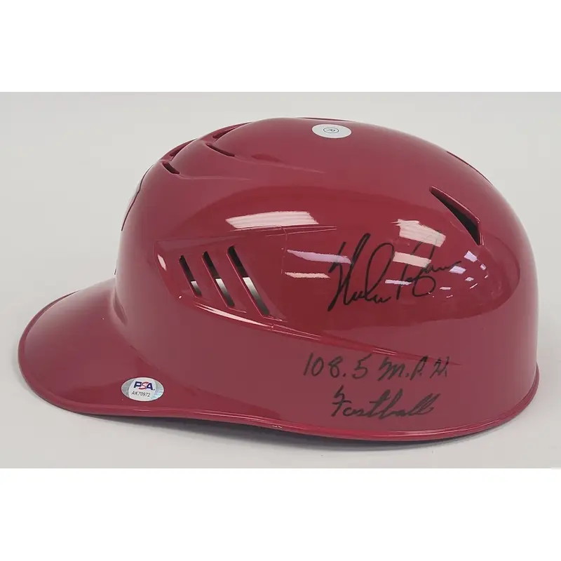 Nolan Ryan 108.5 M.P.H Fastball Signed Texas Rangers Full Size Helmet PSA DNA