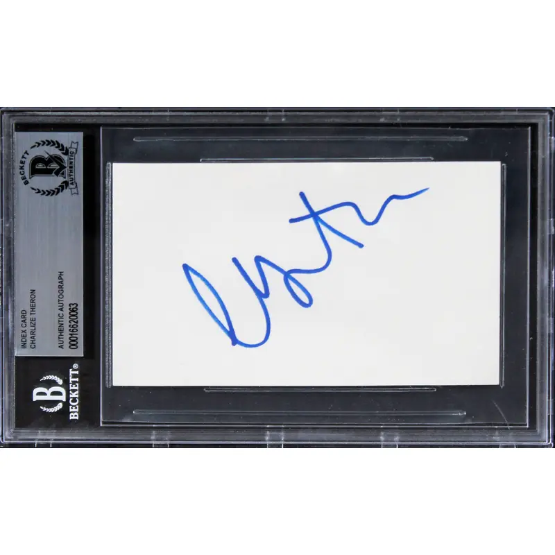 Charlize Theron Mad Max Authentic Signed 3x5 Index Card Autographed BAS Slabbed