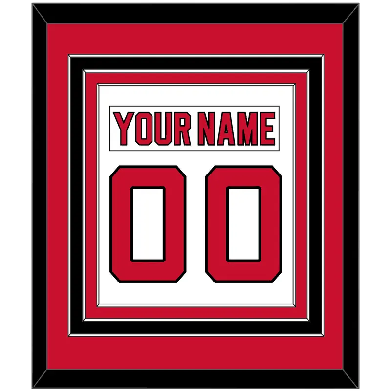 New Jersey Nameplate & Number (Back) Combined - Road White (2007-2017) - Triple Mat 2
