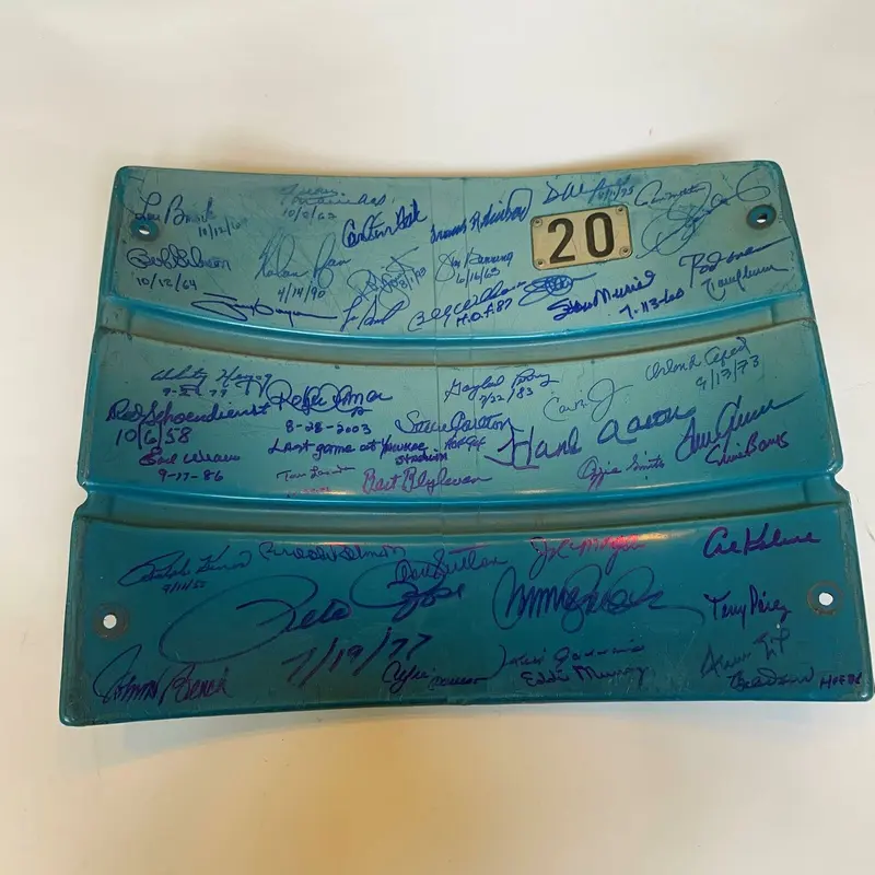 The Finest Willie Mays HOF Multi Signed Yankee Stadium Seatback 50 Sigs! Steiner