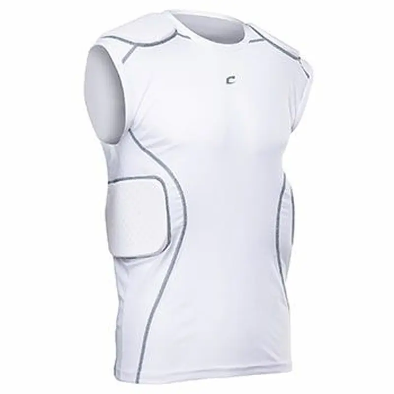 New Champro Formation Football Padded Compression Shirt White Adult Medium