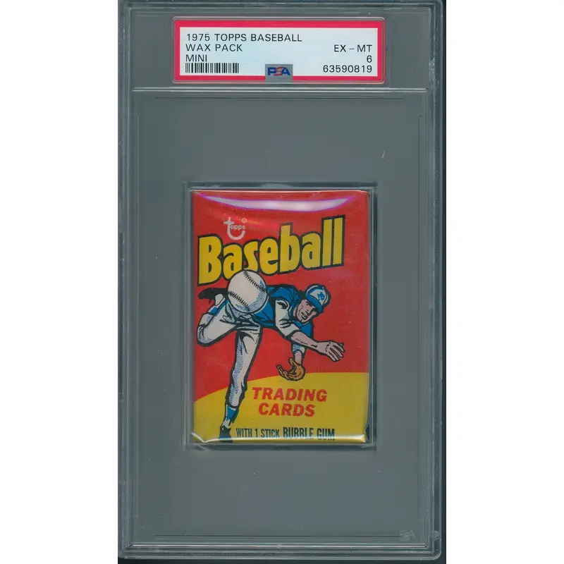 1975 Topps Baseball Unopened Mini Wax Pack PSA 6