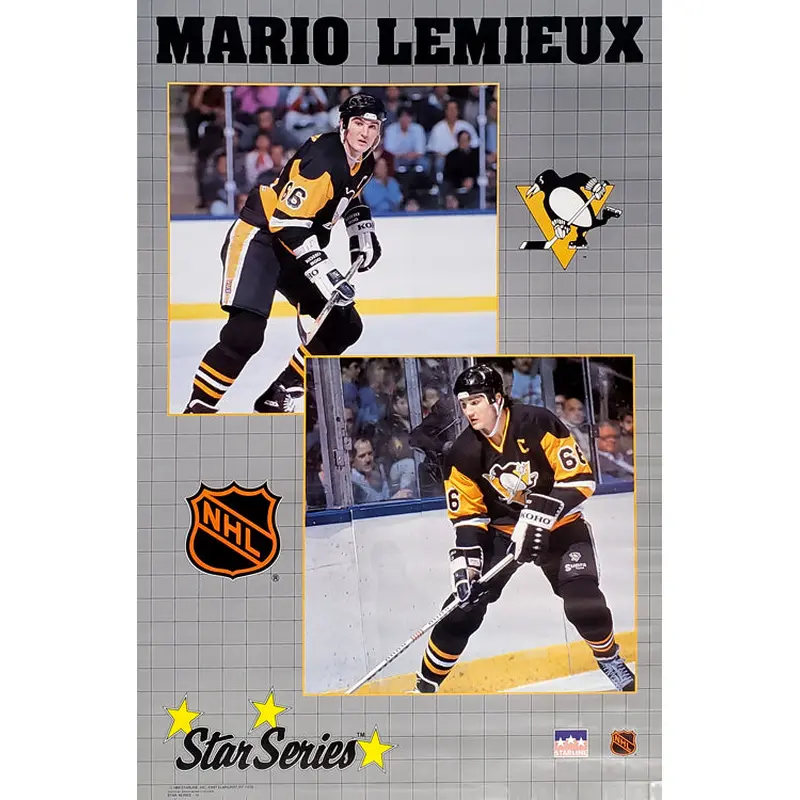 Mario Lemieux Star-Series Pittsburgh Penguins NHL Hockey Action Poster - Starline 1989
