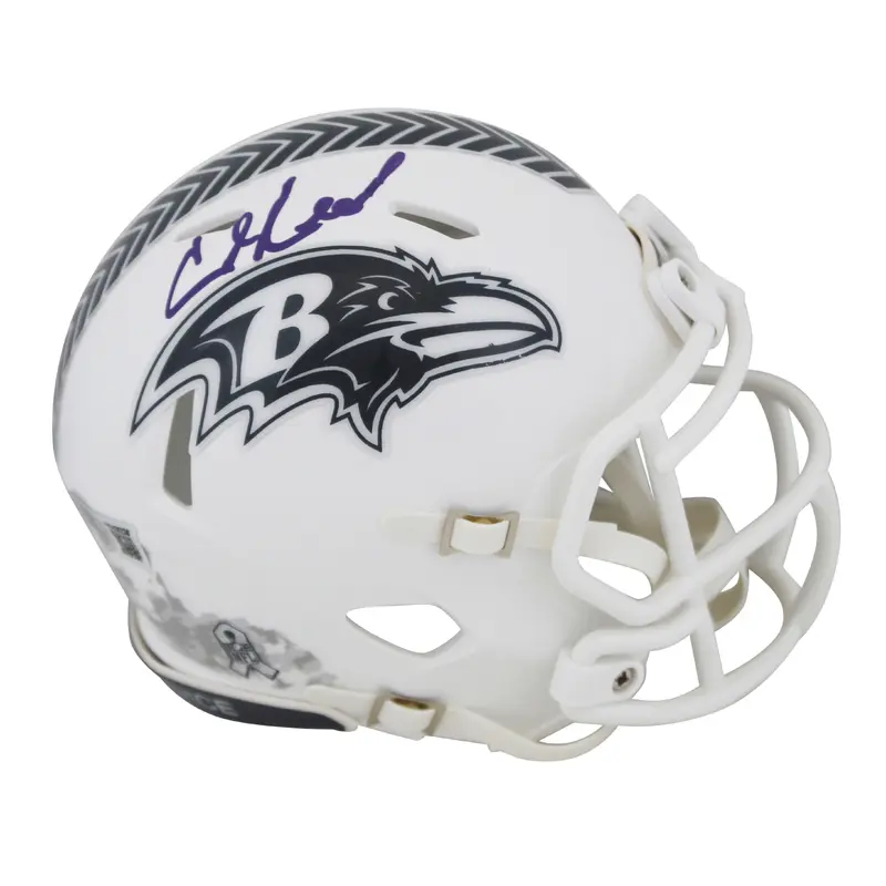 Ravens Ed Reed Signed Salute To Service III Speed Mini Helmet BAS Witnessed